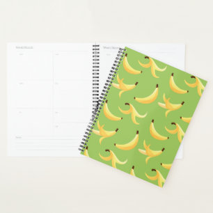 Lustiges Retro-gelbes Bananenmuster Party Editierb Planer