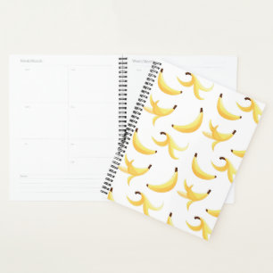 Lustiges Retro-gelbes Bananenmuster Party Editierb Planer