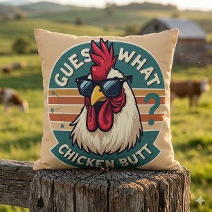 Lustiges Retro-Huhn-Po-Witz-Design Kissen