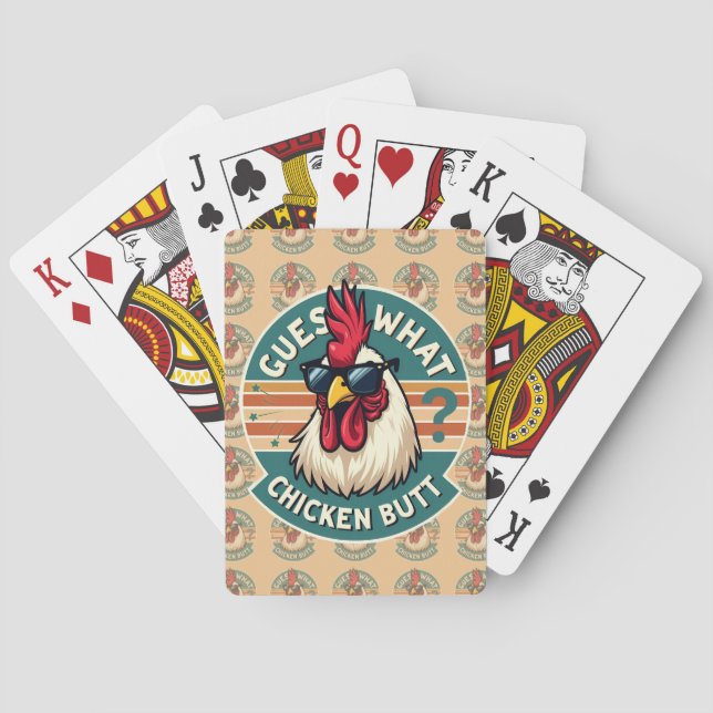 Lustiges Retro-Hühnerhintern-Witz-Design Spielkarten (Rückseite)