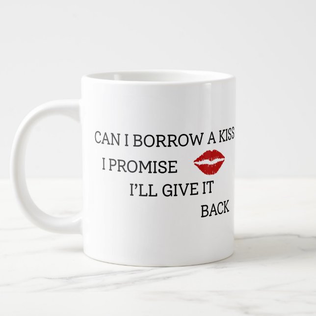 Lustiges romantisches Zitat Jumbo-Tasse (Links)