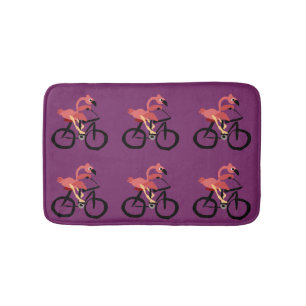 Lustiges rosa Flamingo-Reitfahrrad Badematte