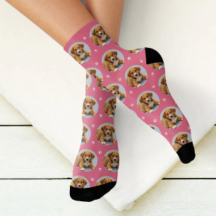 Lustiges rosa individuelles Hunde-Foto Pfotenabdru Socken