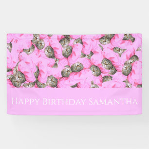 Lustiges Rosa-Katzen-Muster  Banner