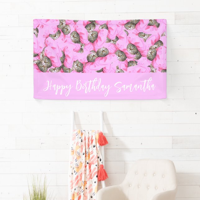 Lustiges Rosa Katzenmuster  Banner (Insitu)