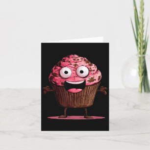 Lustiges rosa Muffin-Gesicht für Cupcakes und Muff Karte