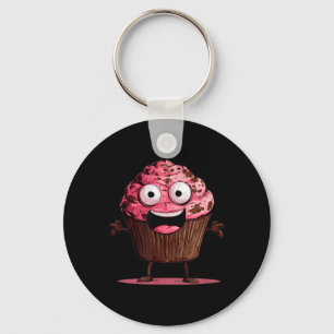 Lustiges rosa Muffin-Gesicht für Cupcakes und Muff Schlüsselanhänger