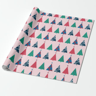 Lustiges rosa Weihnachtsbaum-Muster Urlaub Geschenkpapier