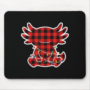 Lustiges rotes und schwarzes Buffalo-Karo-Axolotl- Mousepad