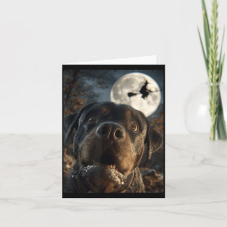 Lustiges Rottweiler-Selfie Vollmond Fliegende Hexe Karte