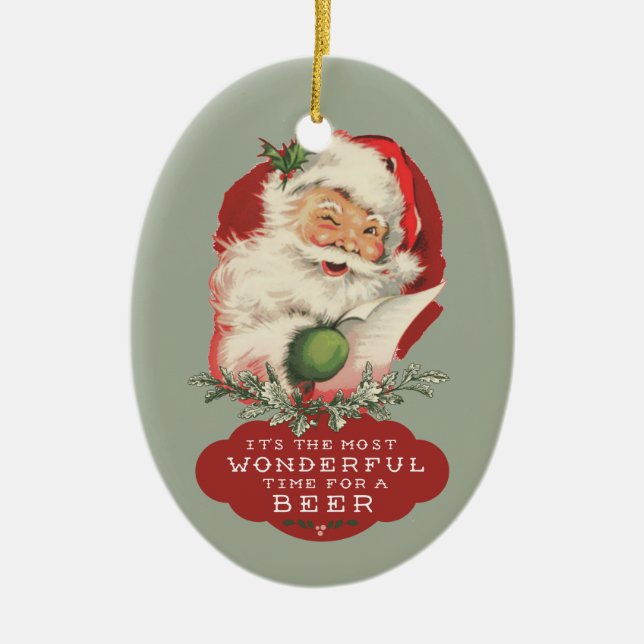 Lustiges Sankt-Weihnachtswunderbare Zeit für ein Keramikornament (Vorne)