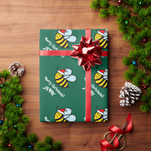 Lustiges Santa-Bienen-Weihnachtspapier für Kinder Geschenkpapier