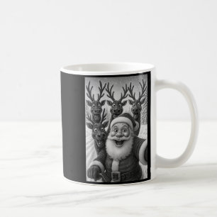 Lustiges Santa-Selfie mit Rentier-Weihnachten Kaffeetasse
