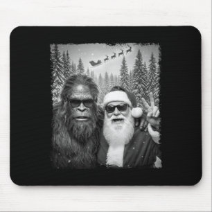 Lustiges Sasquatch-Meme Cooles Selfie mit Santa Ch Mousepad