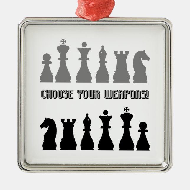 lustiges Schach Silbernes Ornament (Vorne)
