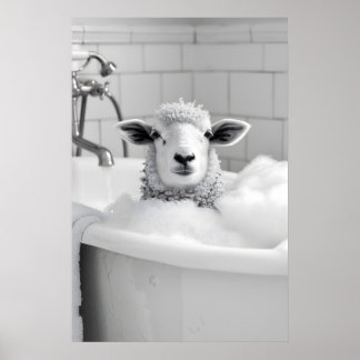 Lustiges Schaf in Badewanne Druck Skurril Badezimm Poster