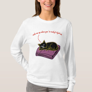 Lustiges Schlafendes Schwarzes Katze Langarm-Shirt T-Shirt
