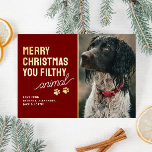 Lustiges schmutziges Haustier Weihnachten Folien Feiertagskarte
