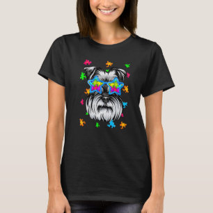 Lustiges Schnauzer Puzzle Autismus-Bewusstsein Hun T-Shirt