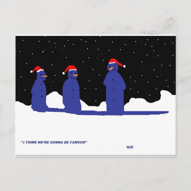 LUSTIGES SCHNEEMANN-WEIHNACHTEN FEIERTAGSPOSTKARTE (Vorderseite)