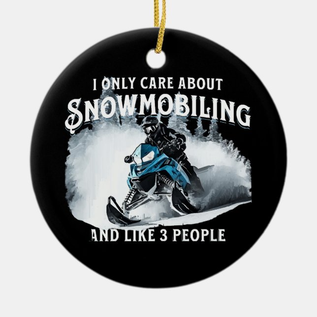 Lustiges Schneemobilfahren Schneemobil  Keramik Ornament (Vorne)