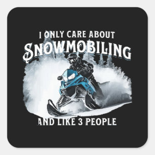 Lustiges Schneemobilfahren Schneemobil Quadratischer Aufkleber