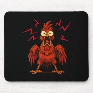 Lustiges schreiendes Hühner-Cartoon-Bauernhof-Tier Mousepad