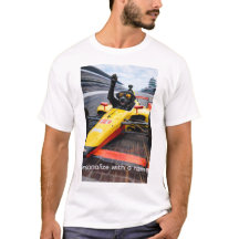 Lustiges Schwarz Lab Welpen Rennen IndyCar T-Shirt