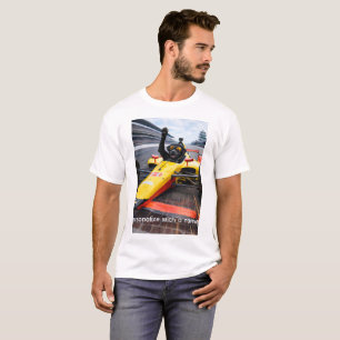 Lustiges Schwarz Lab Welpen Rennen IndyCar T-Shirt