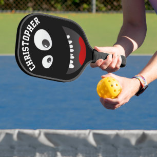 Lustiges schwarzes gruseliges Gesicht Neuheit pers Pickleball Schläger