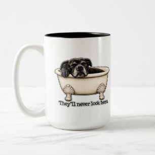 Lustiges Schwarzes Hund Bad Sie werden es hier nie Zweifarbige Tasse