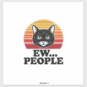 Lustiges Schwarzes Katze Ew Leute Retro Sonnenunte Aufkleber