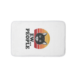 Lustiges Schwarzes Katze Ew Leute Retro Sonnenunte Badematte