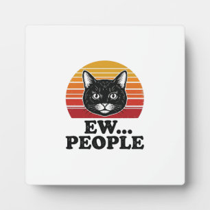 Lustiges Schwarzes Katze Ew Leute Retro Sonnenunte Fotoplatte