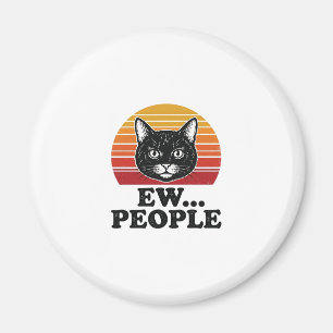 Lustiges Schwarzes Katze Ew Leute Retro Sonnenunte Magnet