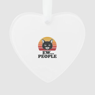 Lustiges Schwarzes Katze Ew Leute Retro Sonnenunte Ornament
