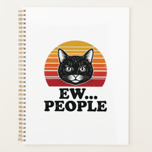 Lustiges Schwarzes Katze Ew Leute Retro Sonnenunte Planer