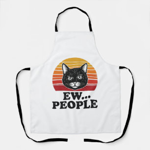 Lustiges Schwarzes Katze Ew Leute Retro Sonnenunte Schürze