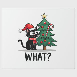 Lustiges schwarzes Katzen-Geschenk schiebt Weihnac Geschenkpapier