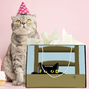 Lustiges Schwarzes Katzenfutter Hungrige Katze Hum Große Geschenktüte
