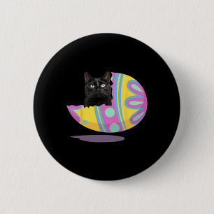 Lustiges schwarzes Osterkatzen-Ei Frohen Ostertag Button