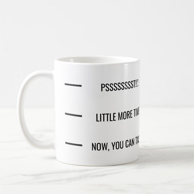 Lustiges schwarzes Textdesign Kaffeetasse (Links)