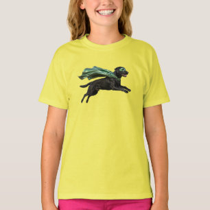 Lustiges Schwarzlabrador-Superhelden-Kinder-T-Shir T-Shirt