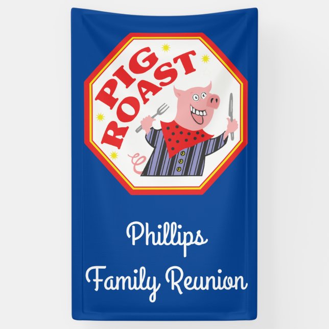 Lustiges Schwein-Braten-Familien-Wiedersehen Banner (Vertikal)
