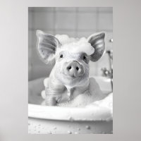 Lustiges Schwein in der Badewanne Druck AI Tier Ba