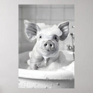 Lustiges Schwein in der Badewanne Druck AI Tier Ba Poster