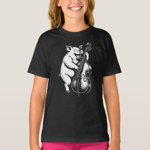 Lustiges Schwein spielt Kontrabass in der Jazzband T-Shirt