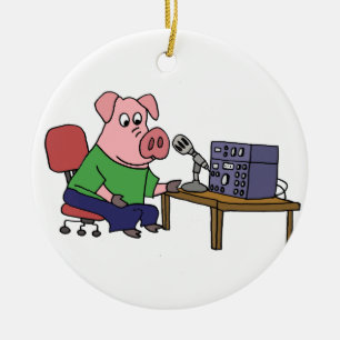 Lustiges Schwein unter Verwendung des Amateurfunks Keramik Ornament