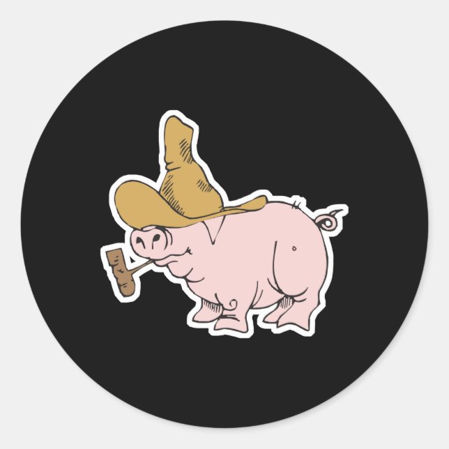 lustiges Schweine Runder Aufkleber (Vorderseite)