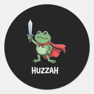 Lustiges Schwert-Meme-Zitat Huzzah Frosch-Ritter Runder Aufkleber